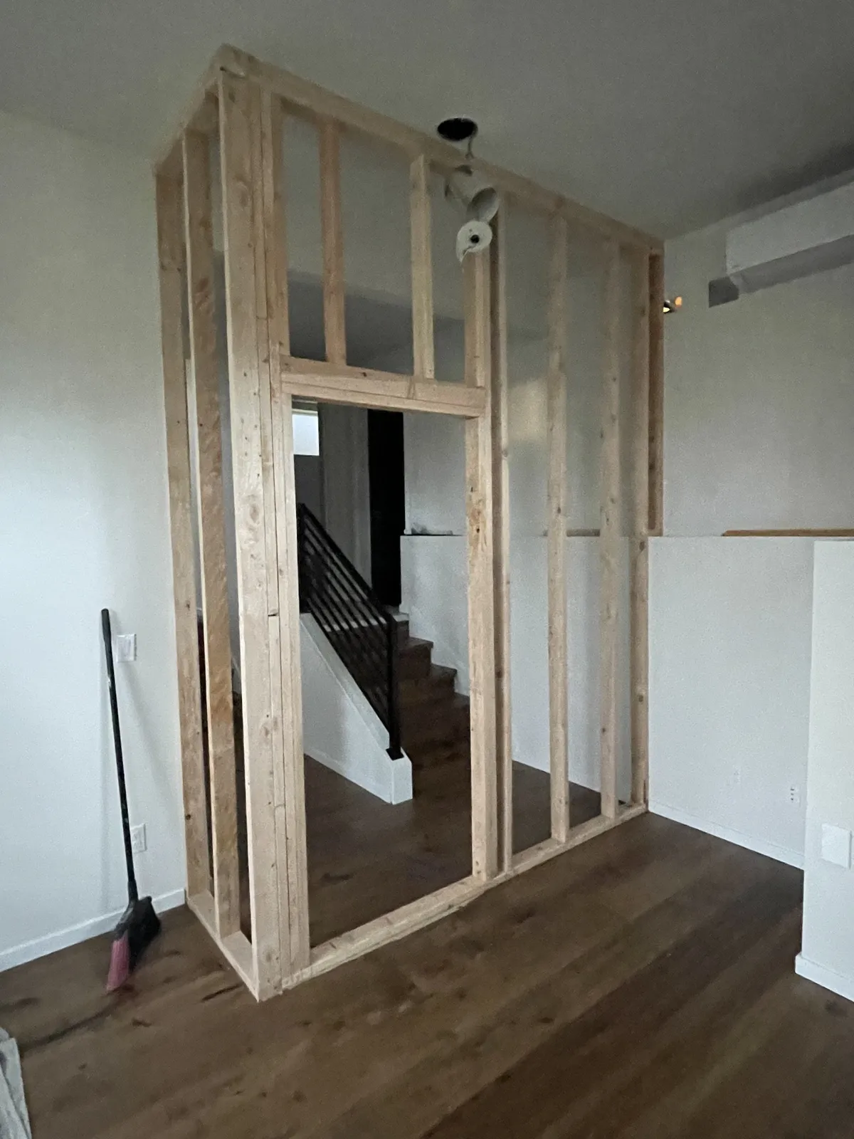 Office space wall during construction