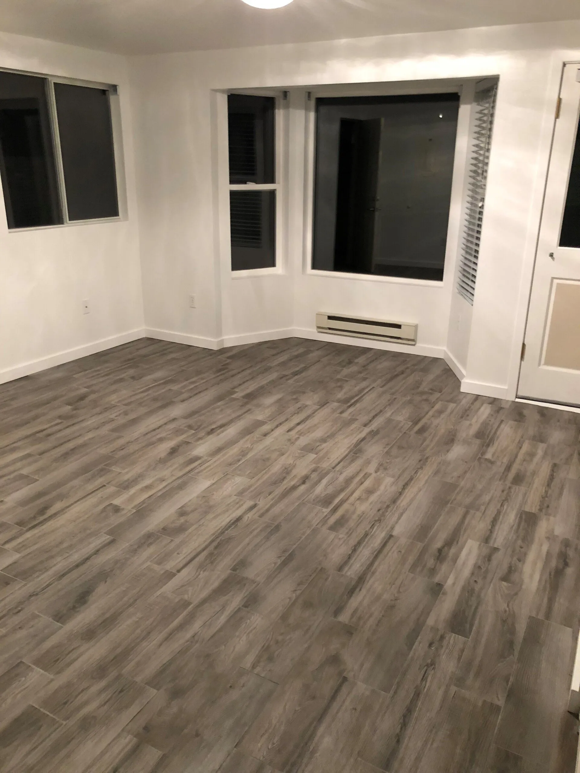 Newly installed tile flooring in a modern interior